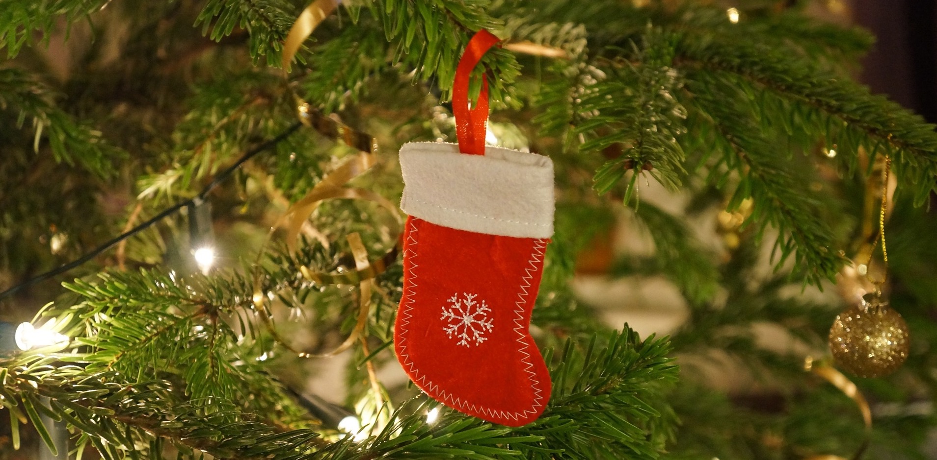christmas stocking on tree